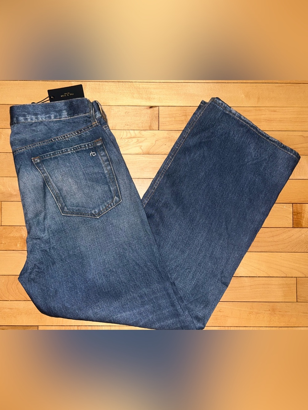 NEW! RAG & BONE Liquid Miramar Wide Leg Pant Redwood Medium Wash Size 28